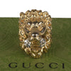 Authentic Gucci Lion Head Motif Crystal Ring In Gold