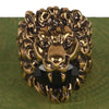 Authentic Gucci Lion Head Motif Crystal Ring In Gold & Black