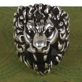 Authentic Gucci Lion Head Motif Crystal Ring In Silver & Black