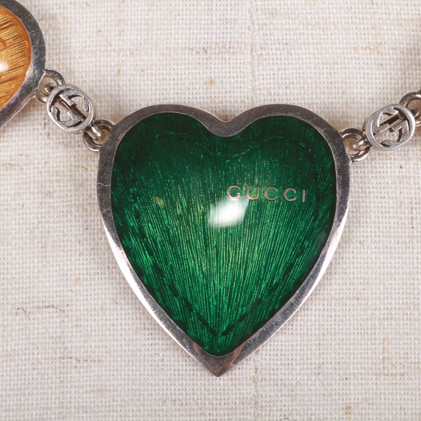 Gucci Multicolored Enamel Heart Pendant Necklace