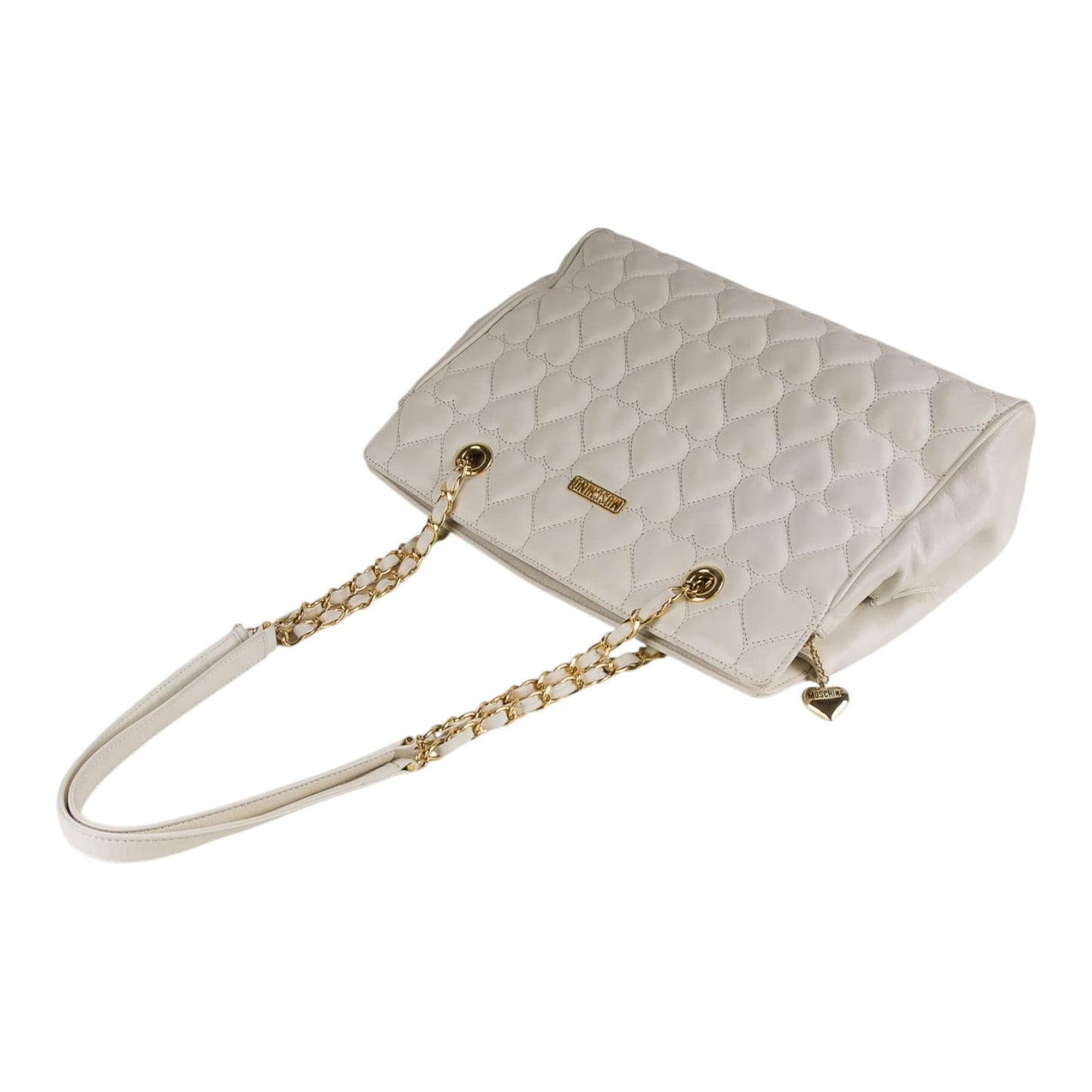 Vintage Moschino heart shape quilted calfskin Gold chain purse