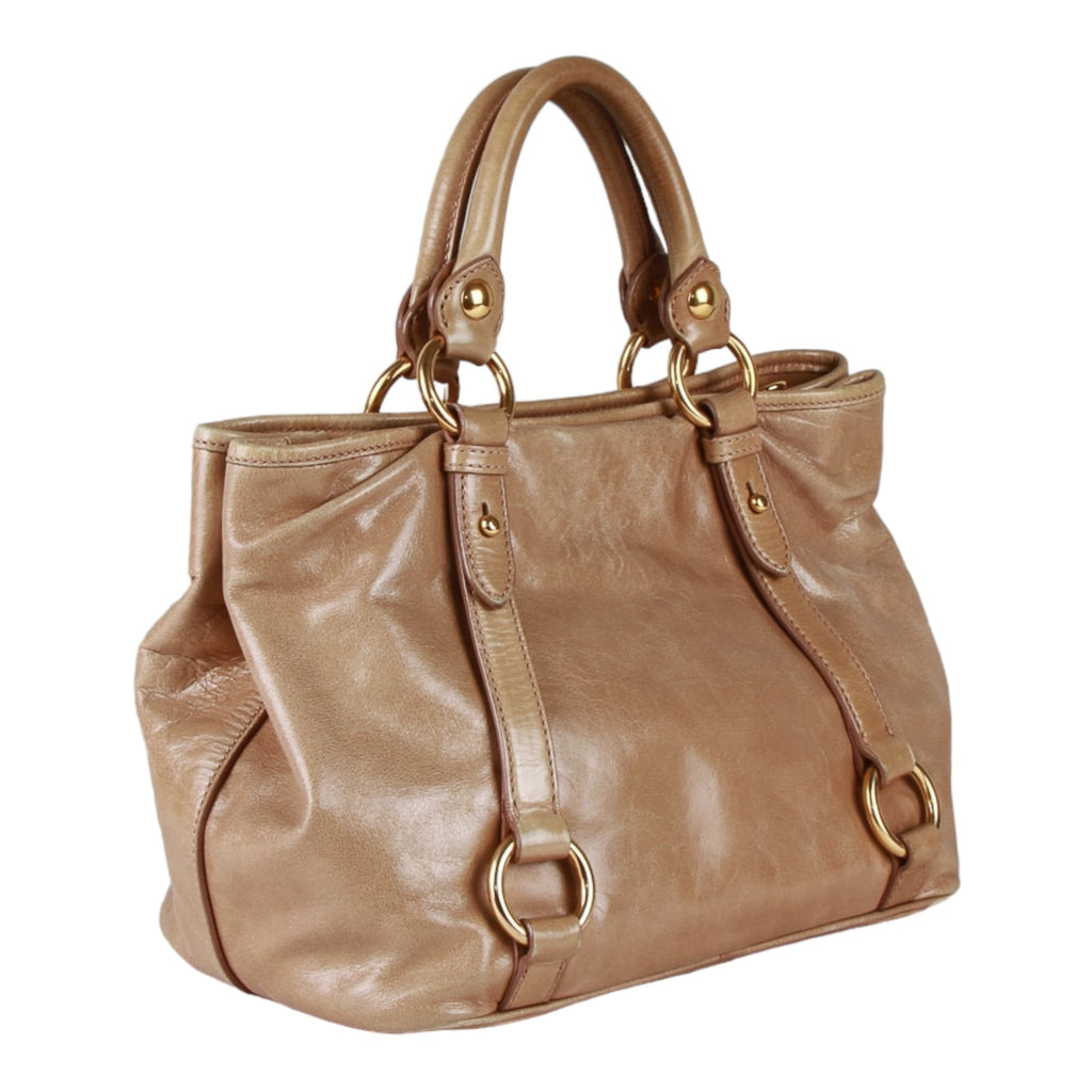 Authentic Miu Miu tan leather 2 way tote bag