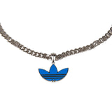 Adidas x Gucci gourmette necklace with Trefoil pendant in palladium tone metal