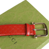 Authentic Gucci Micro Guccissima Belt red leather