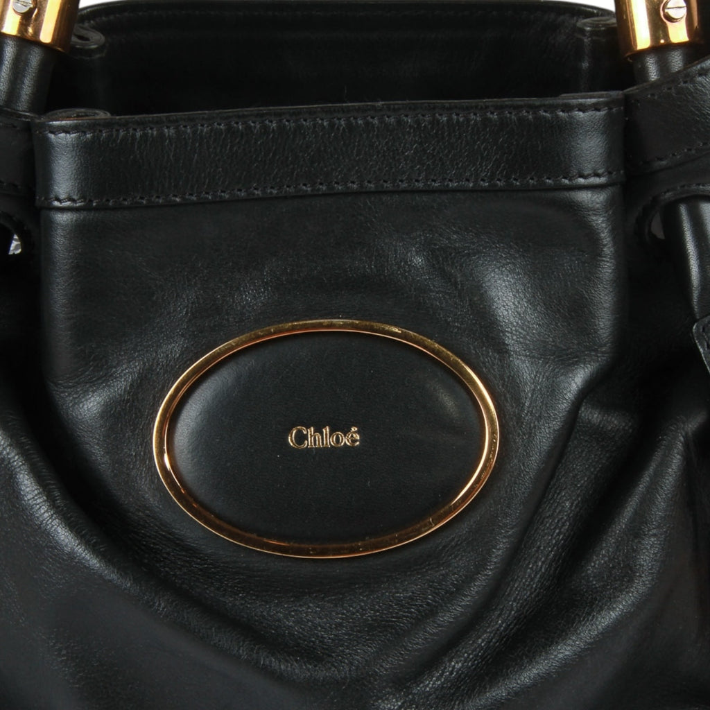 Authentic Chloe black leather two way bag purse