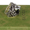 Authentic Gucci Lion Head Motif Crystal Ring In Silver & Black