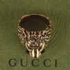 Authentic Gucci Lion Head Motif Crystal Ring In Gold & Black