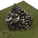 Authentic Gucci Lion Head Motif Ring In Silver