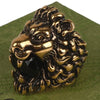 Authentic Gucci Lion Head Motif Crystal Ring In Gold & Black