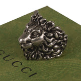 Authentic Gucci Lion Head Motif Ring In Silver