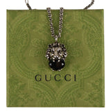 Authentic Gucci Lion Head Motif Black Gemstone necklace