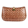 Authentic Lancel wicker rattan clutch with gold chain