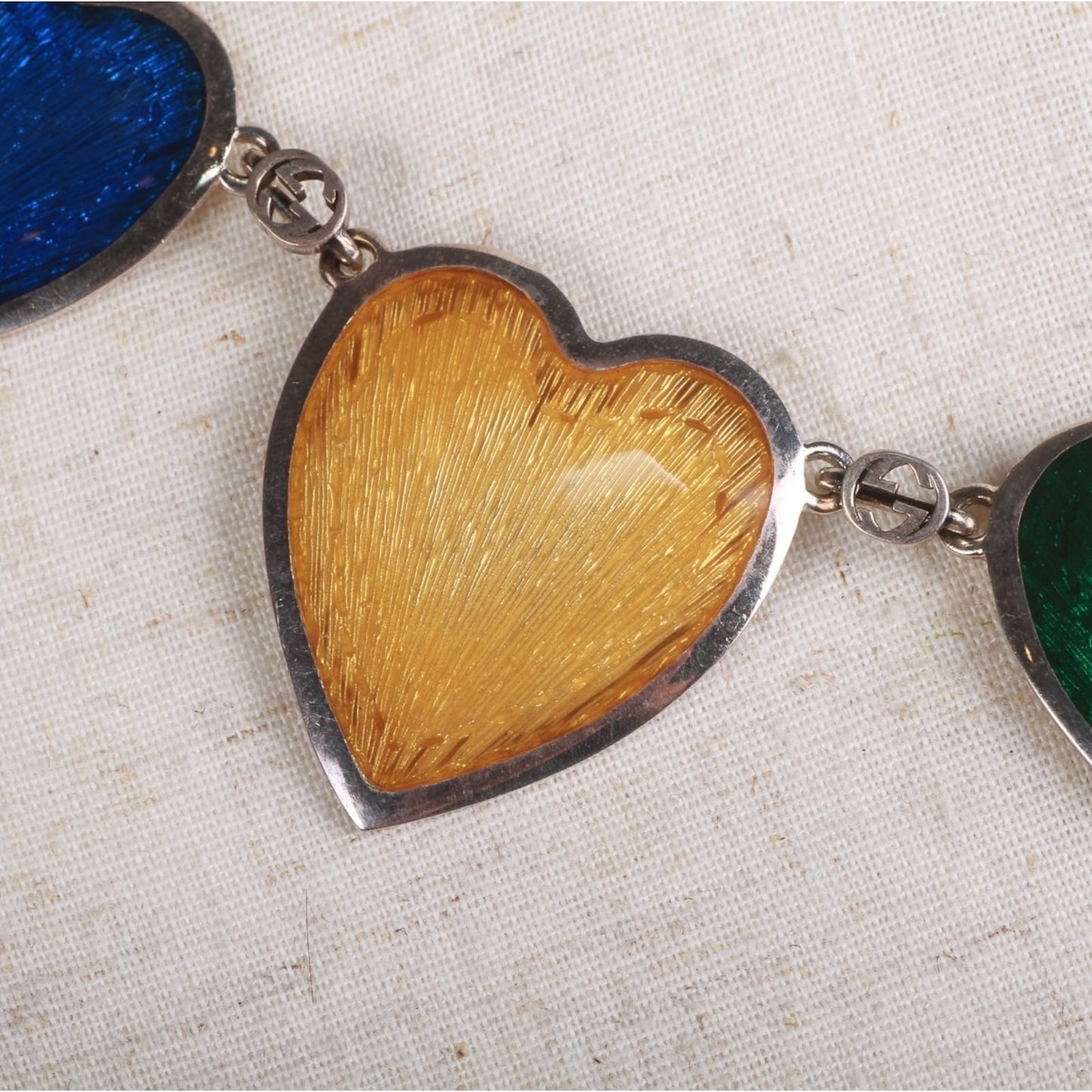Gucci Multicolored Enamel Heart Pendant Necklace
