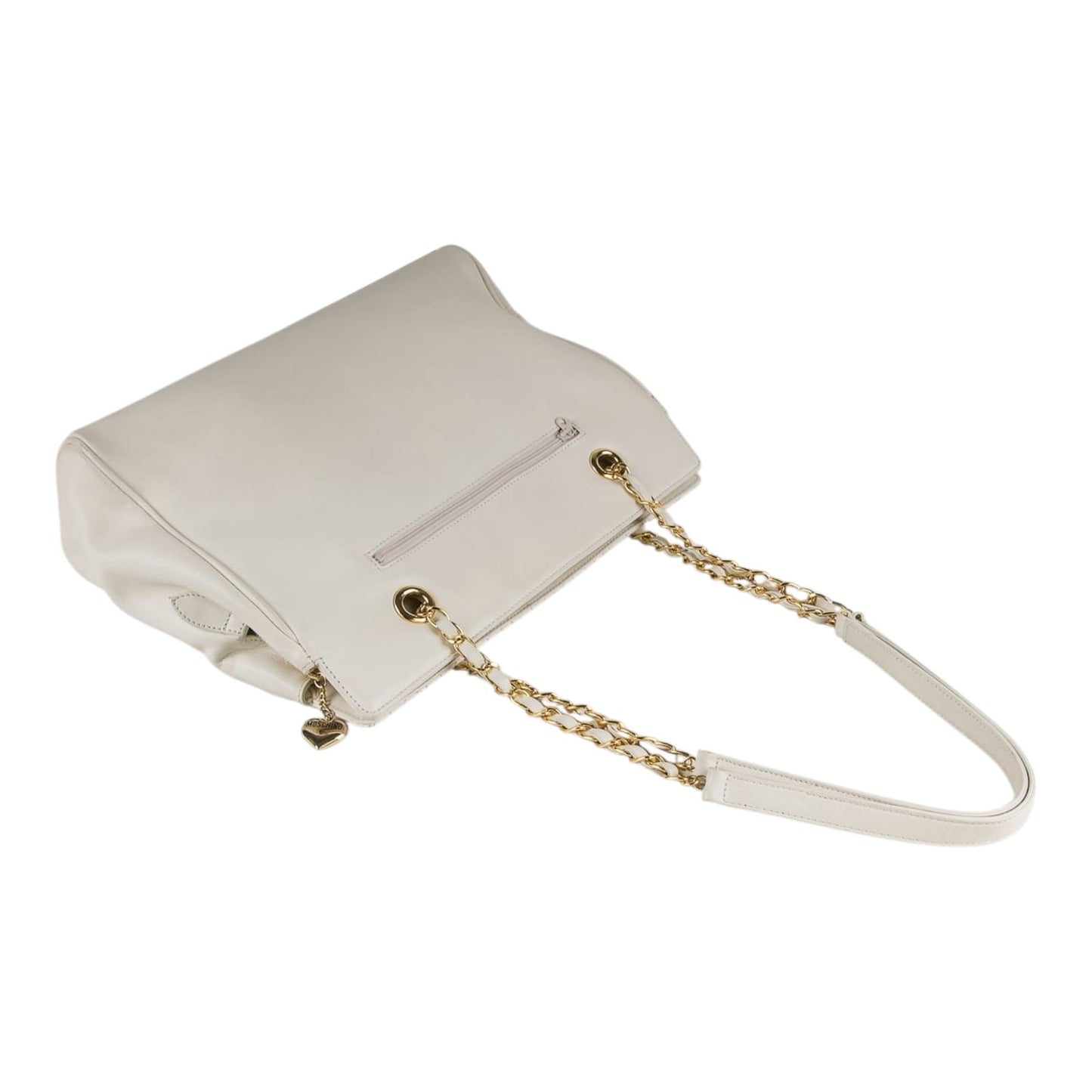 Vintage Moschino heart shape quilted calfskin Gold chain purse