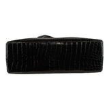 Authentic Salvatore Ferragamo black croc embossed shoulder bag