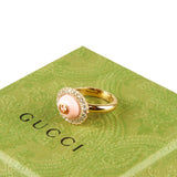 Authentic Gucci interlocking g logo crystal-embellished ring