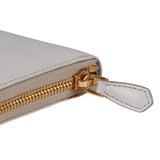 Authentic Prada Saffiano cream leather zip around wallet 1M0506