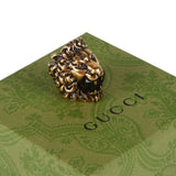 Authentic Gucci Lion Head Motif Crystal Ring In Gold & Black