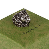 Authentic Gucci Lion Head Motif Ring In Silver