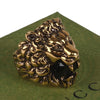 Authentic Gucci Lion Head Motif Crystal Ring In Gold & Black