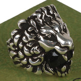 Authentic Gucci Lion Head Motif Crystal Ring In Silver & Black