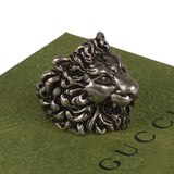 Authentic Gucci Lion Head Motif Ring In Silver