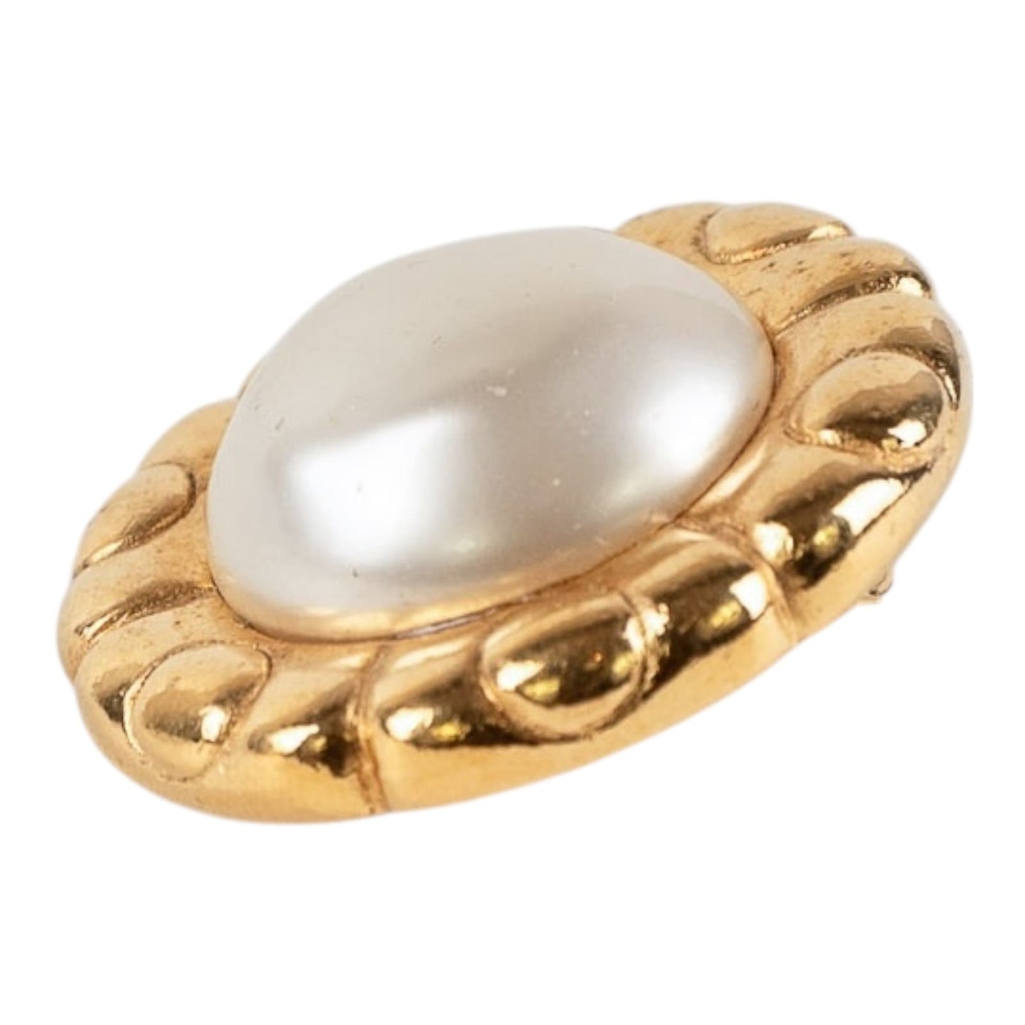 Chanel Gold-Tone & Faux Pearl Clip-On Earrings Vintage