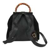 Authentic Gucci vintage black suede leather & bamboo MM backpack