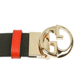 Authentic Gucci Black/Red Leather belt with interlocking GG buckle