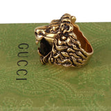 Authentic Gucci Lion Head Motif Crystal Ring In Gold Black