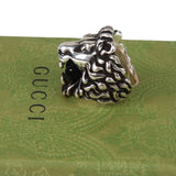 Authentic Gucci Lion Head Motif Crystal Ring In Silver & Black