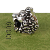 Authentic Gucci Lion Head Motif Crystal Ring In Silver & Black