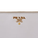 Authentic Prada Saffiano cream leather zip around wallet 1M0506