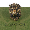 Authentic Gucci Lion Head Motif Crystal Ring In Gold & Black