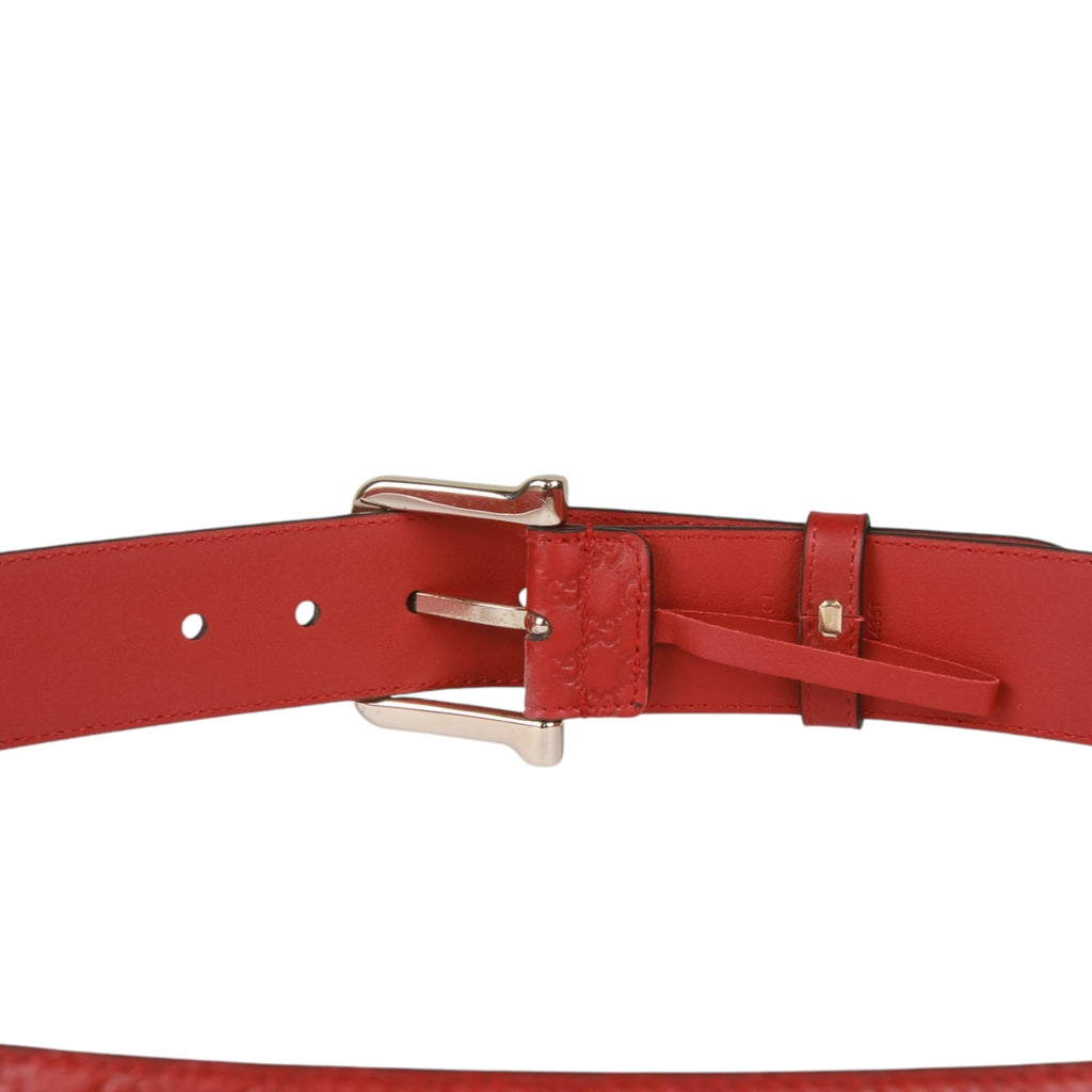 Authentic Gucci Micro Guccissima Belt red leather