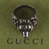 Authentic Gucci Lion Head Motif Ring In Silver