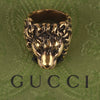 Authentic Gucci Lion Head Motif Crystal Ring In Gold & Black