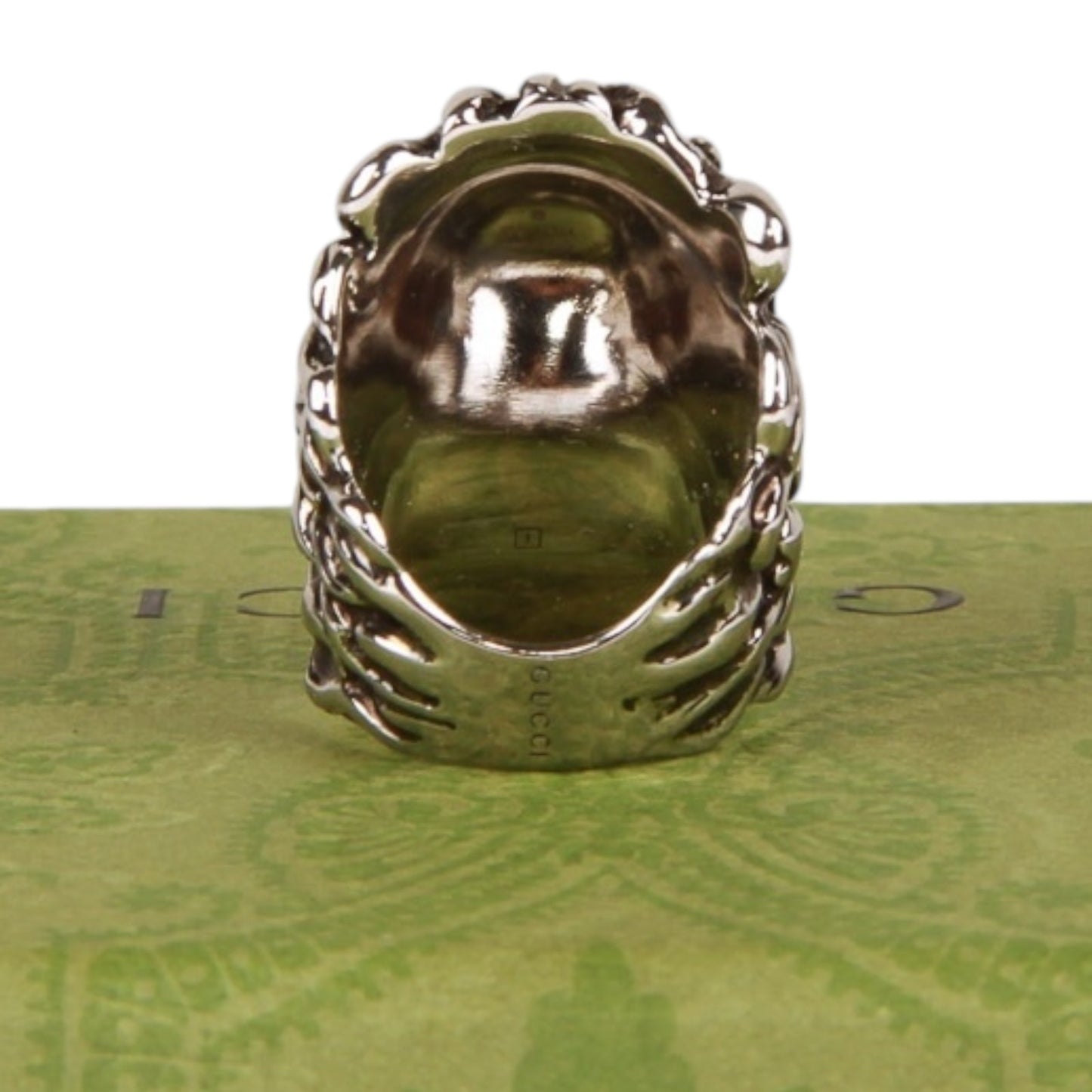 Gucci Crystal-Embellished Lion Head Ring