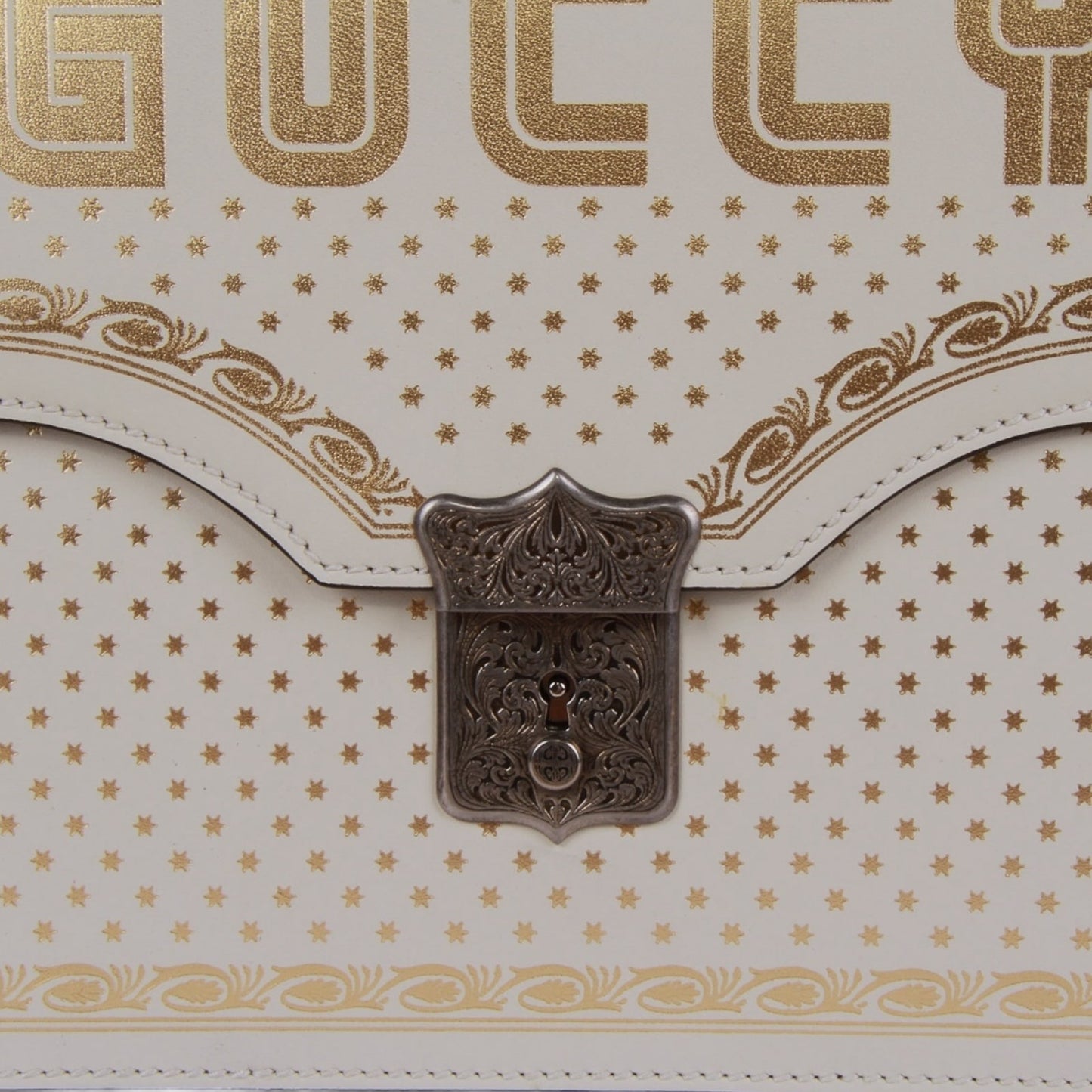 Authentic Gucci Key Lock Flap Portfolio Limited Edition Printed Leather