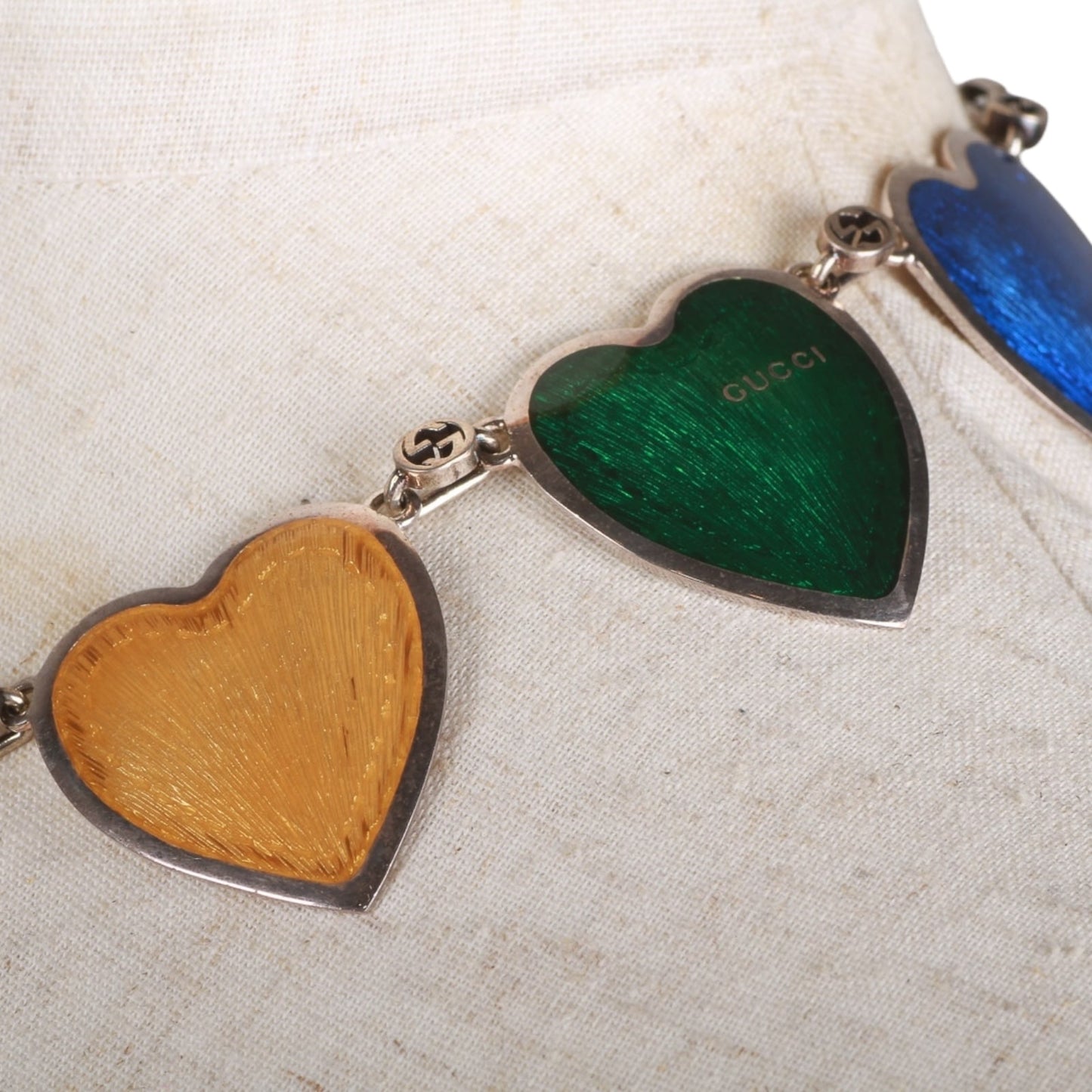 Gucci Multicolored Enamel Heart Pendant Necklace
