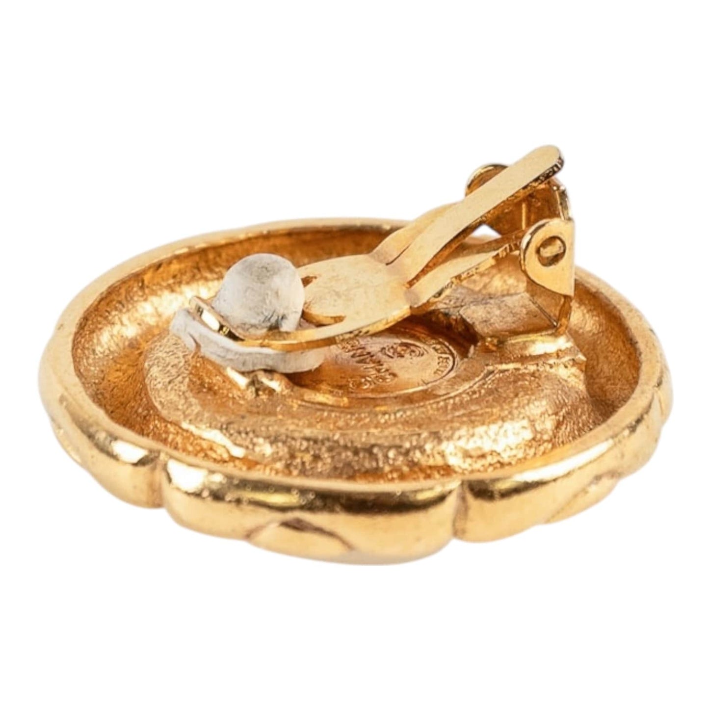 Chanel Gold-Tone & Faux Pearl Clip-On Earrings Vintage