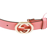 Authentic Gucci Pink Leather belt with interlocking GG buckle