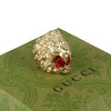 Authentic Gucci Lion Head Motif Crystal Ring In Gold & Red