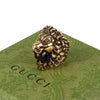 Authentic Gucci Lion Head Motif Crystal Ring In Gold & Black