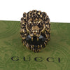 Authentic Gucci Lion Head Motif Crystal Ring In Gold & Black