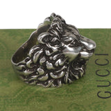 Authentic Gucci Lion Head Motif Ring In Silver