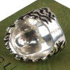 Authentic Gucci Lion Head Motif Crystal Ring In Silver & Black