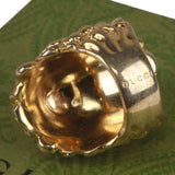 Authentic Gucci Lion Head Motif Gemstone Ring In Gold & Green