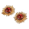 Authentic Gianni Versace sunburst face clip on Gold-tone earrings