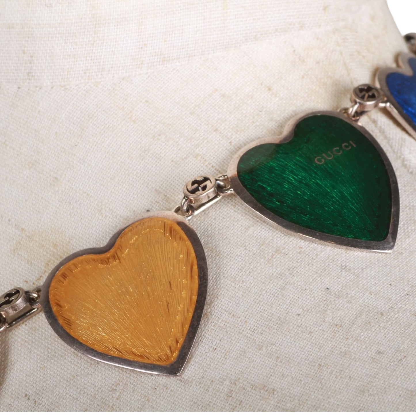 Gucci Multicolored Enamel Heart Pendant Necklace